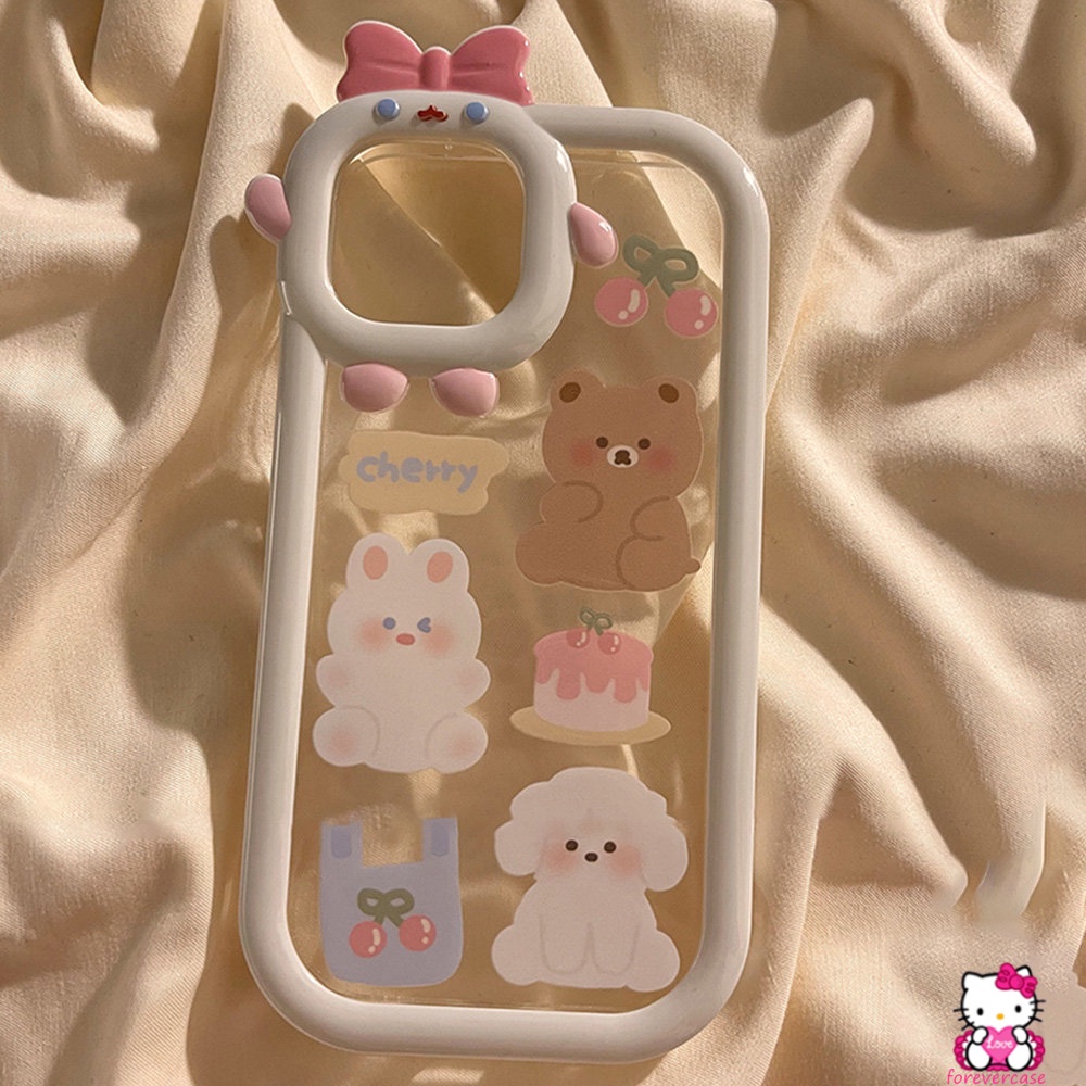 Soft Case Motif Cherry Bear Puppy Untuk VIVO Y21 Y12 Y15A T1 Y75 Y15s Y35 Y16 Y12i Y22 Y20 Y55 Y33S Y02s Y20s Y23 Y23 Y20s Y11 Y30 Y31 Y91C