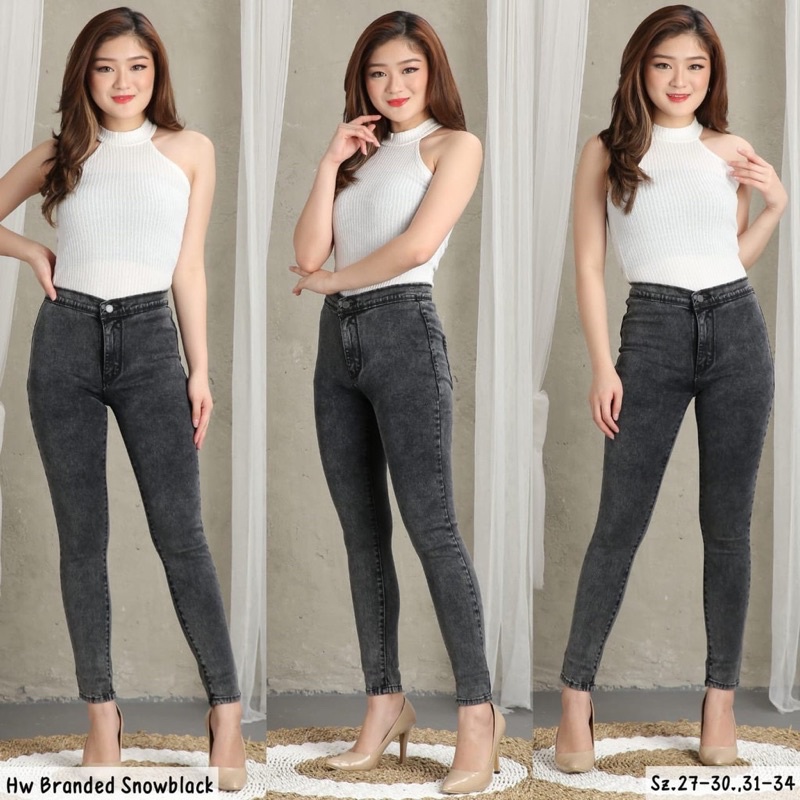 HIGHWAIST JEANS WANITA SOFT JEANS TEBAL