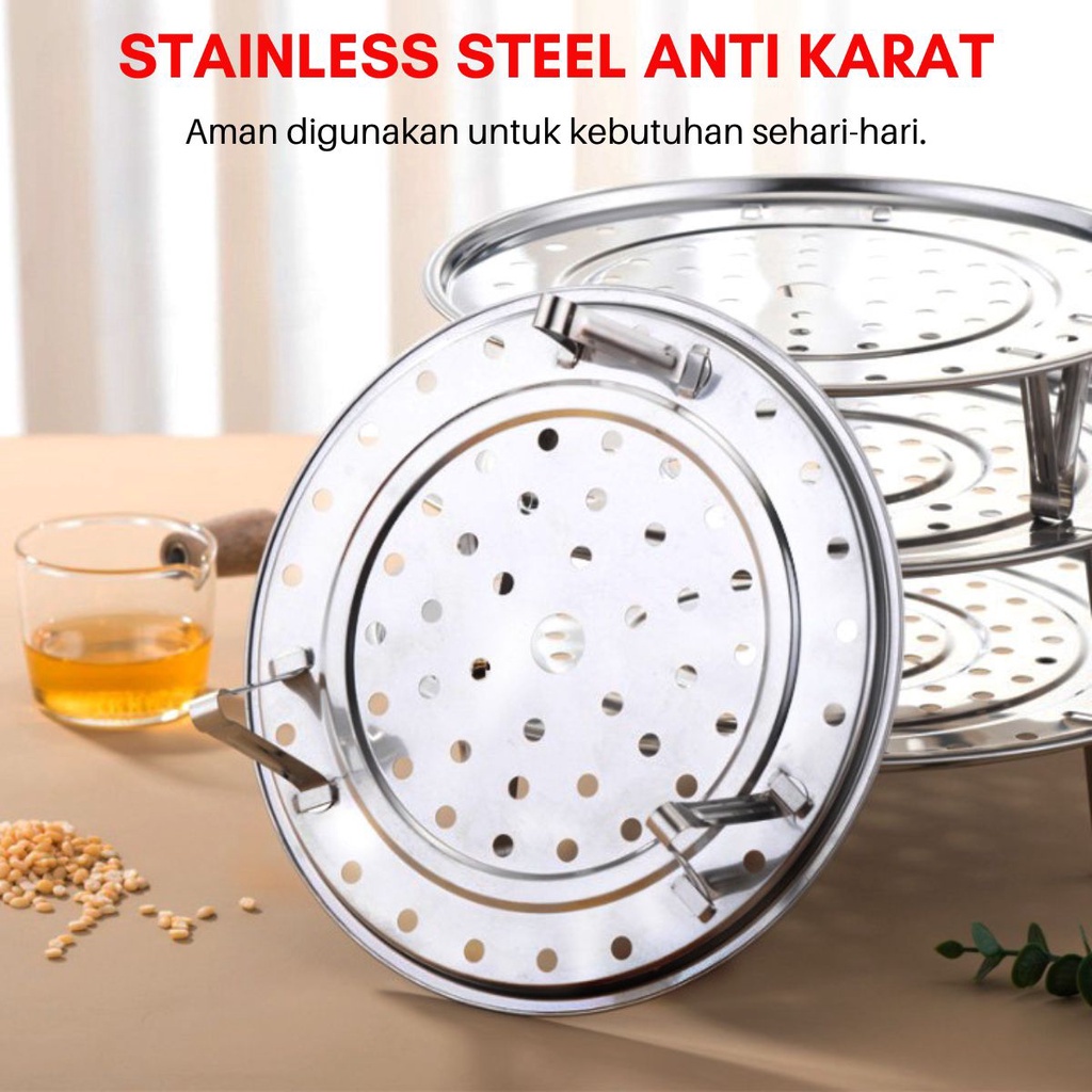 IKILOSHOP Tatakan Kukusan Alas Panci Kukus Steamer Rack Stainless 20cm Lubang