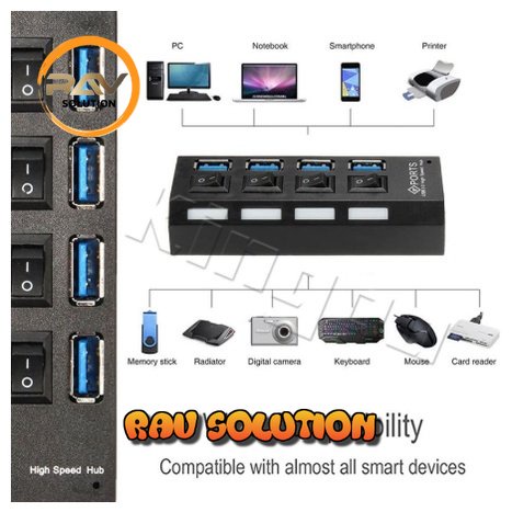 Usb Hub 4 Port adapter power orico 2.0 High Speed /hub usb port 4/usb port hub 2.0/4port usb charger 0.3meter  - RAV SOLUTION