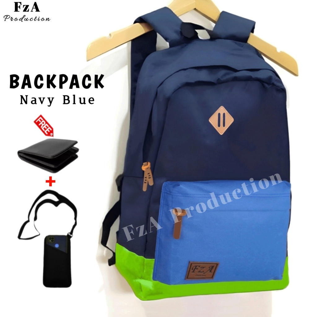 Tas Ransel Punggung Distro Casual Pria Wanita / Tas Ransel Laptop Original - FzA GRATIS Dompet Sakko HP