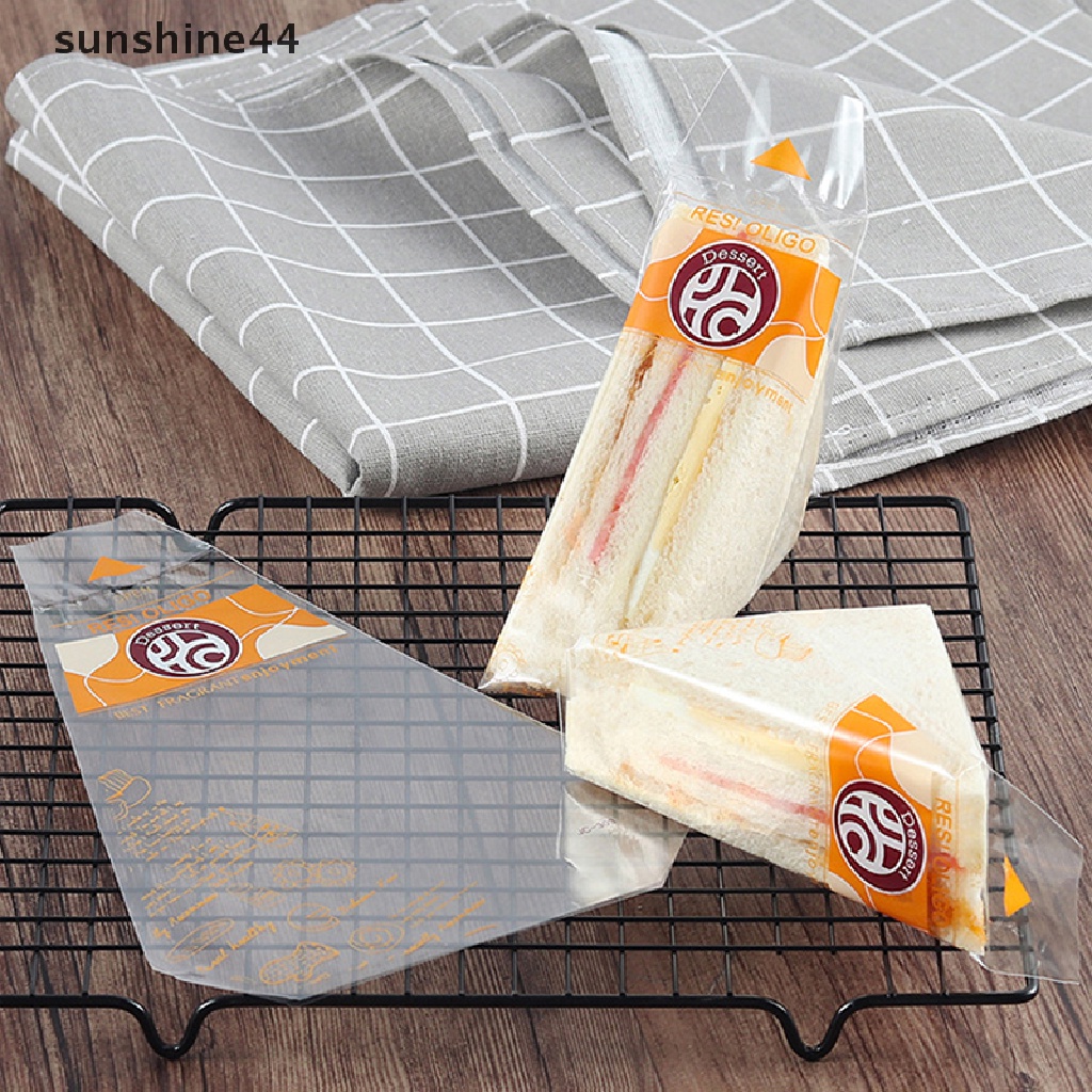 Sunshine 100pcs Plastik Wrap Roti / Sandwich Bentuk Segitiga Transparan Tebal