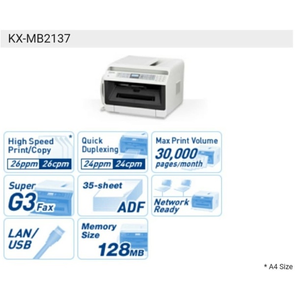 MESIN FAX PANASONIC KX-MB2137 MULTIFUNGSI PRINTER ORIGINAL MB2137