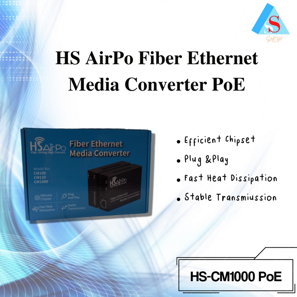 HS AIRPO FIBER ETHERNET MEDIA CONVERTER GIGABIT CM1000G PoE