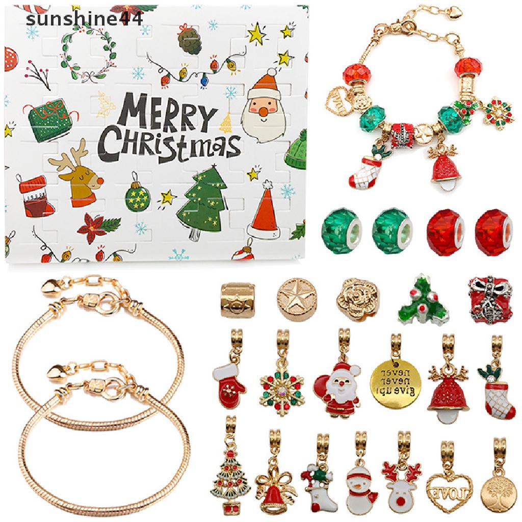 Sunshine 24PCS Liontin Kalung / Gelang DIY Tema Natal