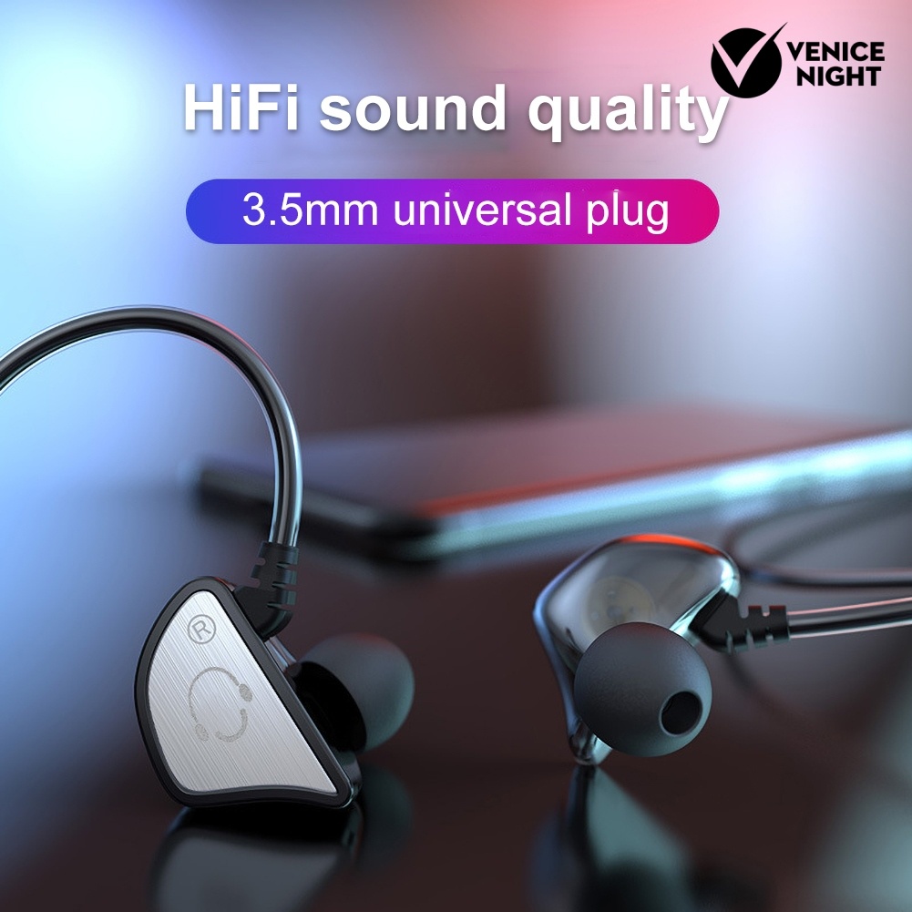 (VNEP) (Berkabel) Q3 4-Core Dual Moving Coil HiFi Sound In-ear Earphone Sport Bass Earbud