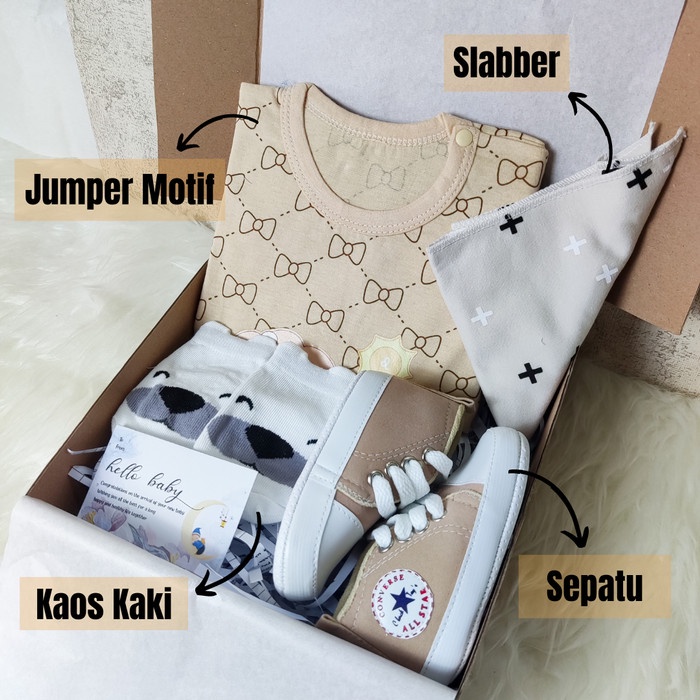 

(COD) Paket Hampers Bayi | Kado Bayi Setelan Jumper New Born Baby - Cokelat