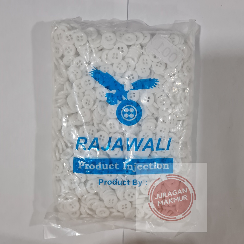 [1440pcs] Kancing Kemeja Lubang 2 dan Lubang 4 Rajawali 18L (1.15cm) Putih Hitam - Kancing Baju RAJA