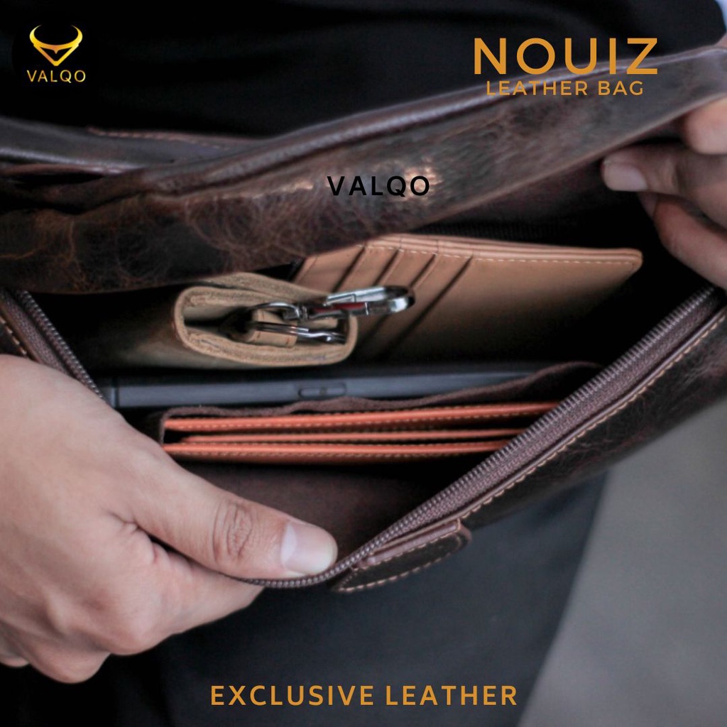 [VALQO] Tas NOUIZ Kulit Sapi Dada Pinggang Waist Bag Sling bag Cowok Cewek Pria Wanita Laki bisa COD