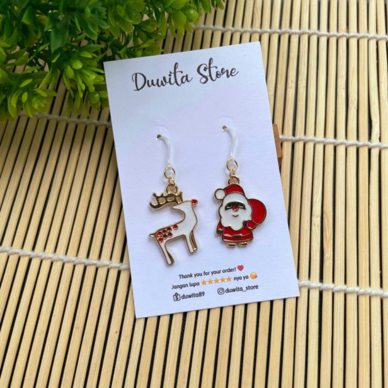 HANDMADE ANTING DEWASA KAIT PLASTIK MOTIF SANTA CLAUS-1 (Alloy)