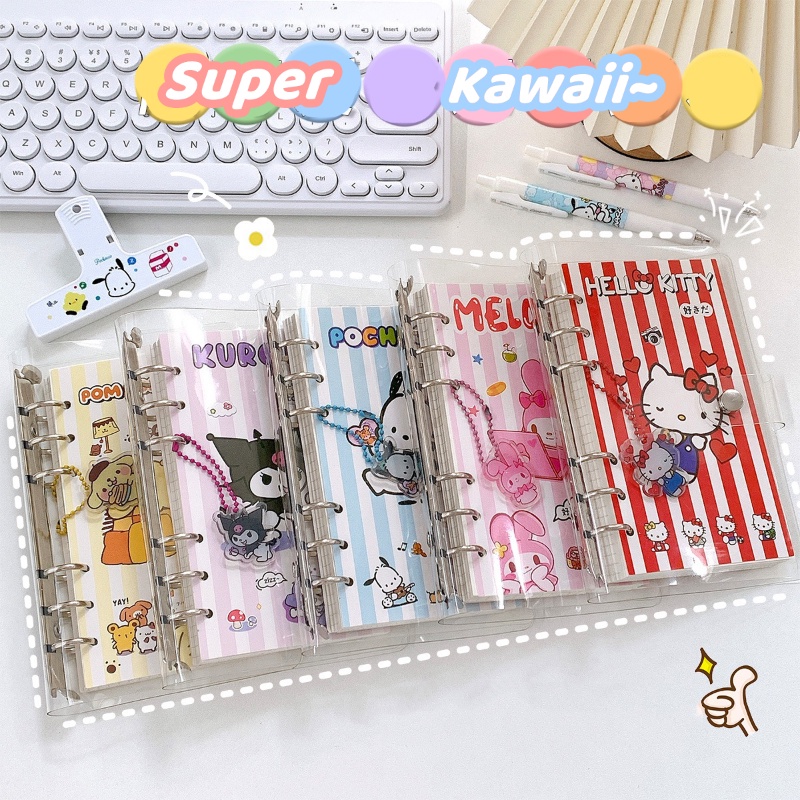 Buku Catatan / Agenda / Diary / Jurnal A6 Motif Kartun Sanrio Kawaii Dengan Ring Spiral