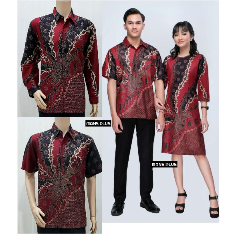 Dress Wanita Batik Jumbo Modern 4L-5L Dress Tunik Big Size XXXL Seragam Batik Couple KSR-Mrh