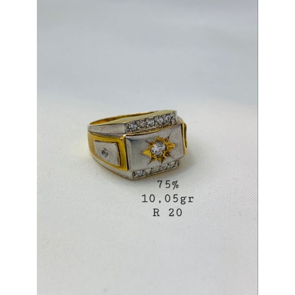 Cincin Cowok Emas Asli Kuning Kadar 750 75% Doff Putih Mas Import