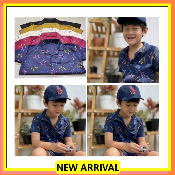 Setelan Kemeja Import Anak Laki Laki /Kemeja Celana Anak Cowok Kartun Trendy Umur 9 Bulan-3Tahun Kem