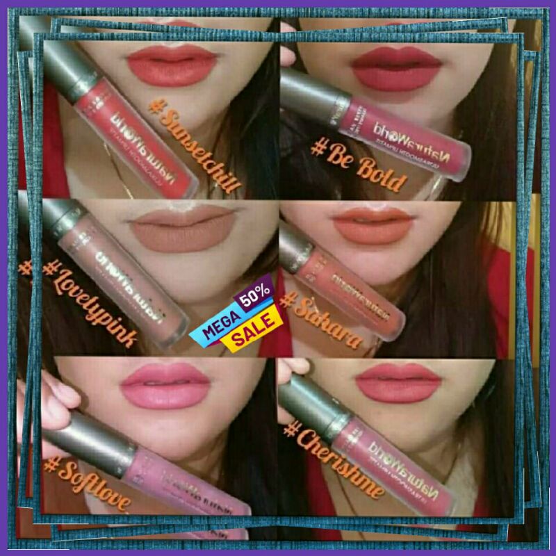 LIPMATTE LIPMATE NATURA WORLD NATURAWORLD LIPSTIK LIPCREAM ULTRA SMOOTH TRANSFERPROOF HYPERMATTE HAL