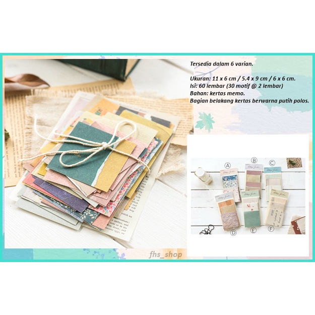 

60 Lembar Scrapbook Paper Art Paper Jurnal Kit Kertas Scrapbook Art Paper Deco Paper Cottage Garden