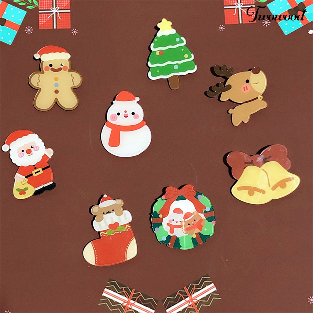 Bros Pin Serbaguna Desain Kartun Santa Claus Snowman Rusa Pohon Natal Untuk Dekorasi