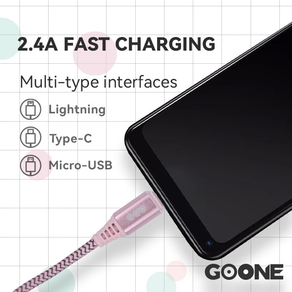 GOONE Kabel Data Quick Charging 3 in 1 Type-C / Micro Lightning Data Cable Original