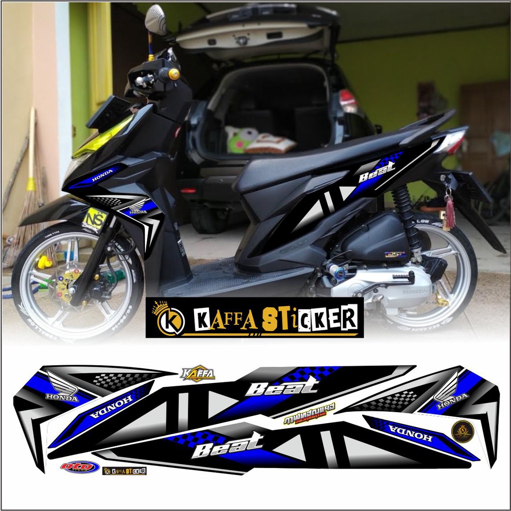 Striping Beat New Fi 2016 2019  / Striping Variasi List Beat New hitam polet biru