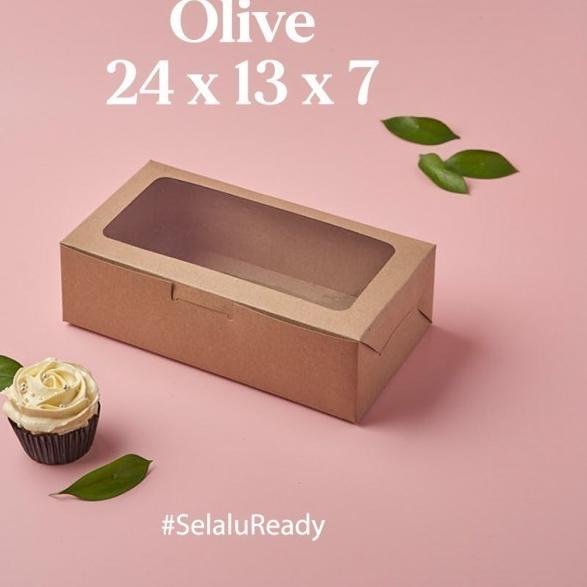 

[Digipack] Olive Brown Window Cake Box 24 x 13 x 7 | Kotak | Dus Kue