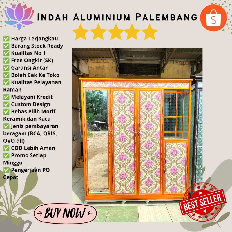 LEMARI PAKAIAN 4 PINTU+MEJA RIAS MURAH ALUMINIUM PALEMBANG