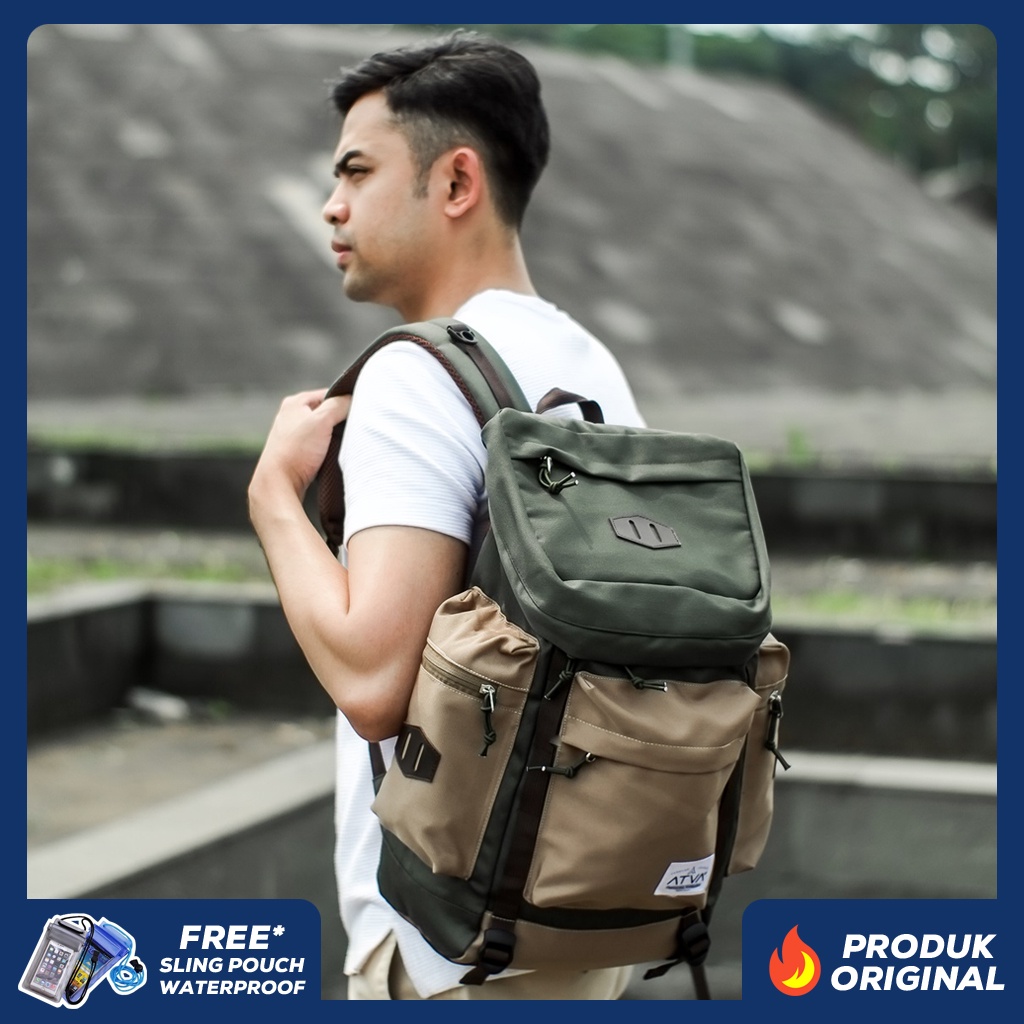 MAESTRO OLIVE KHAKI ORIGINAL x ATVA Tas Ransel Casual Pria Daily Backpack Kuliah Kampus Kerja Kantor Sekolah SMA SMK Remaja Dewasa Tas Punggung Laptop Ukuran Besar 14 Inch Bagpack Distro Premium Outdoor Travel Traveling Bag Keren Terbaru Kekinian Branded
