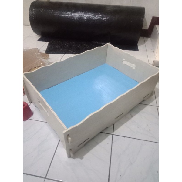 Box kotak kayu tempat tidur hewan kucing anjing