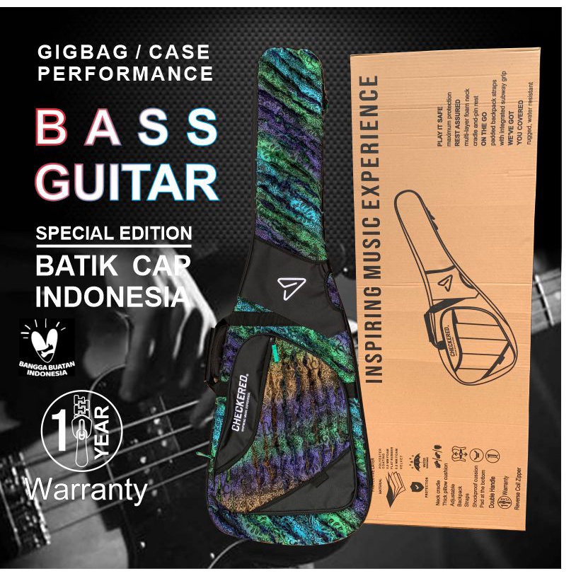 GIGBAG CASE CHECKERED BASS GITAR EDISI BATIK