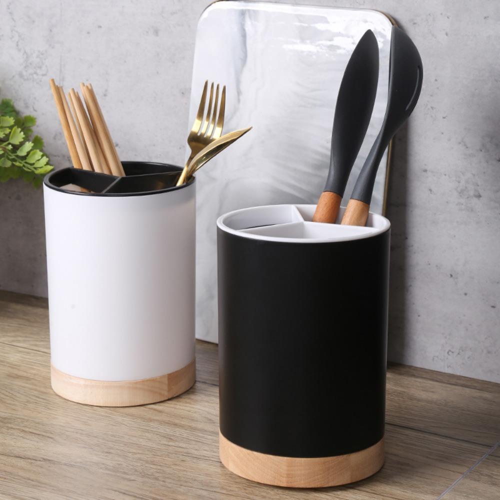 Solighter Chopstick Drainer Rak Double Layer Multi-Fungsi Rak Sendok Garpu Rumah Tangga Dapur Organizer Rak Peralatan Masak Tempat Penyimpanan