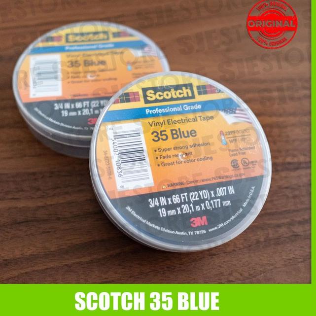 Isolasi Listrik 3M Scotch 35 Vinyl Electrical Tape Biru