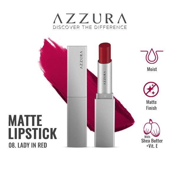 AZZURA Matte Lipstick with Vitamin E dan Shea Butter | Lipstik Matte BY AILIN