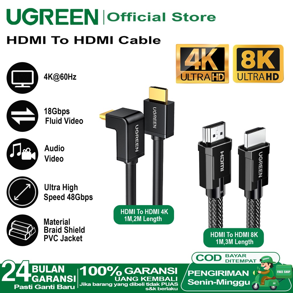 Jual Ugreen Kabel Hdmi To Hdmi Ultra Hd K Ugreen Kabel Hdmi To Vga Audio Dan Video Shopee