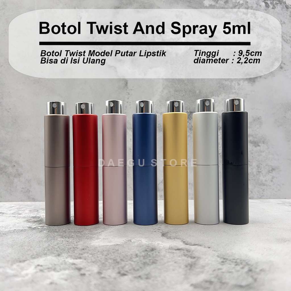 Botol Parfum Twist Spray 5ml - Travel Size - Refillable Model Putar