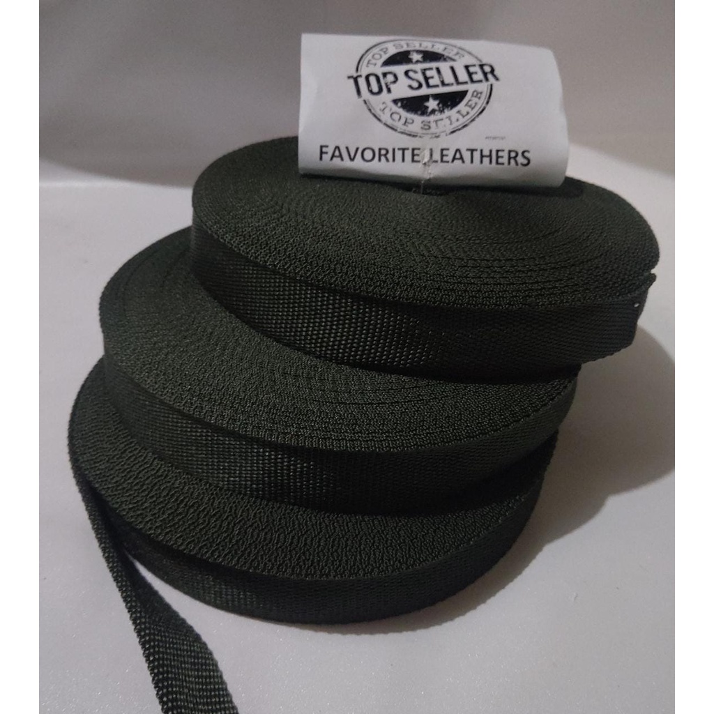 Nylon Webbing KK25 UKURAN 2,5CM /25MM / UKURAN / 24METER HARGA PER ROLL WARNA ARMY / TNI