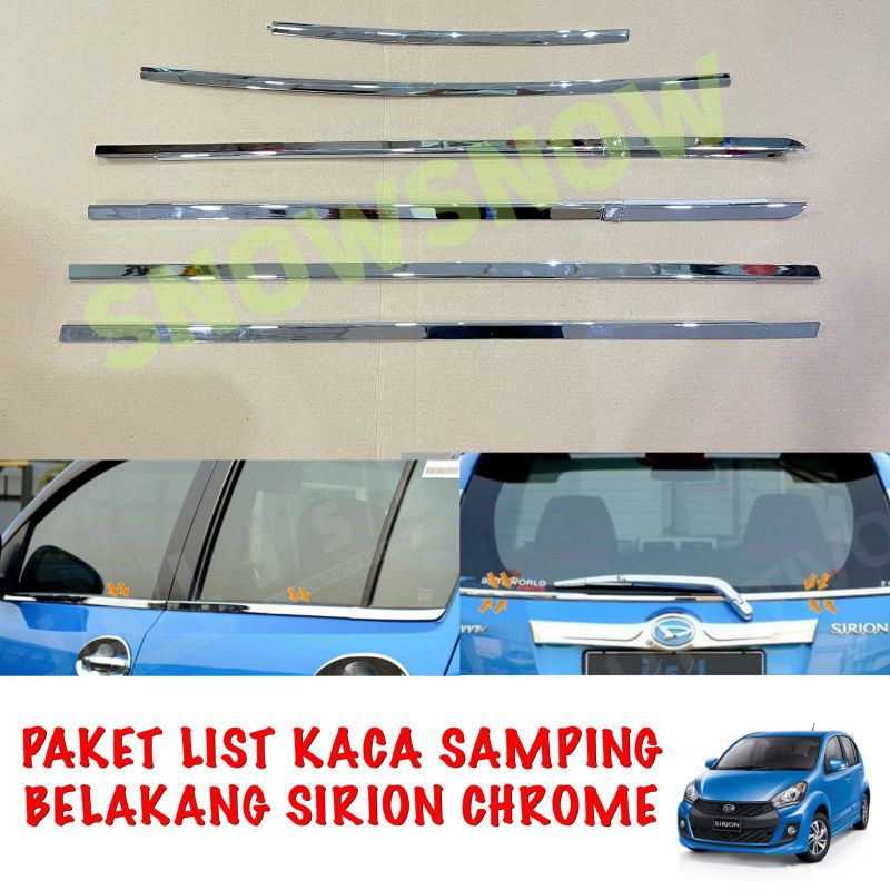 Paket List Kaca Samping Belakang Grand All New Sirion Chrome