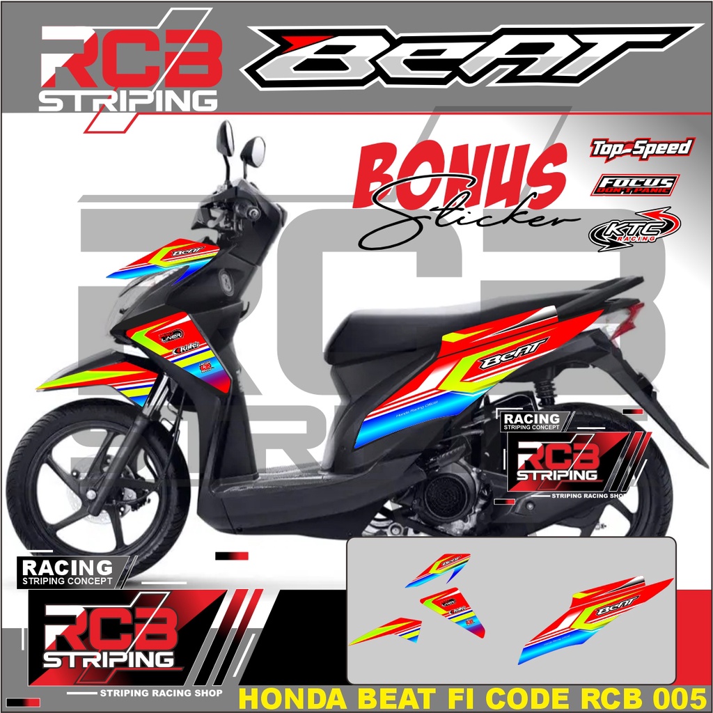 (cod) striping beat fi variasi - stiker motor honda - motor – beat fi 2013 - 2016 Racing RCB 005