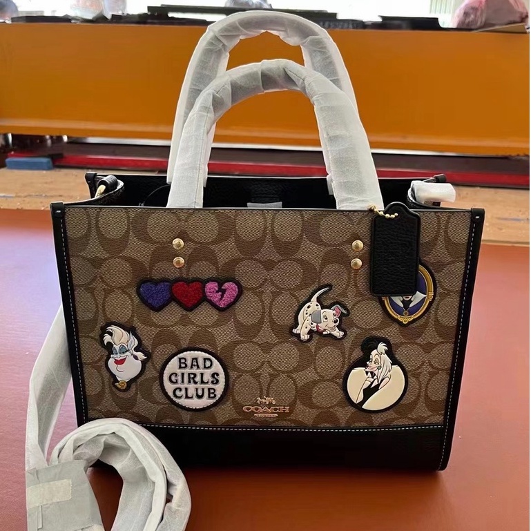 COACH 873 Badge C-word Cloth Horizontal Tote New Dempsey Series Tote Bag Shoulder Bag Crossbody Bag  ttb