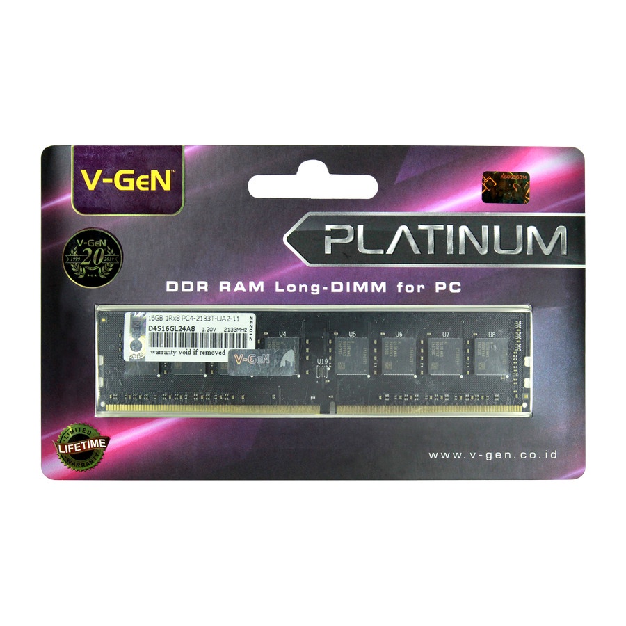 RAM DDR4 V-GeN Platinum 16GB PC17000/2133Mhz Long Dimm (Memory PC VGEN)