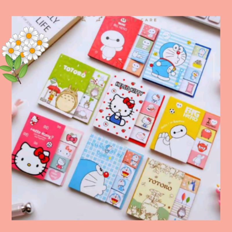 

buku Notes / pembatas buku karakter lucu 4in1