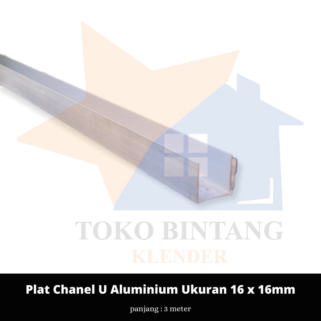 Plat Chanel U Alumunium Ukuran 16 x 16mm