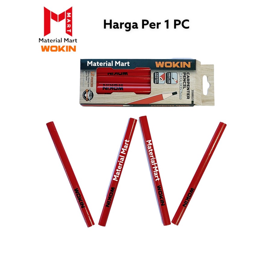 Pensil Tukang Wokin | Pensil Tukang Kayu Merah | Carpenter Pencil Red | Material Mart