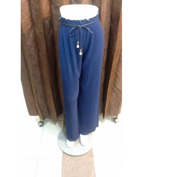 Celana Kulot Plisket Pita / Celana Kulot Pita Plisket hitam putih navy - Orange