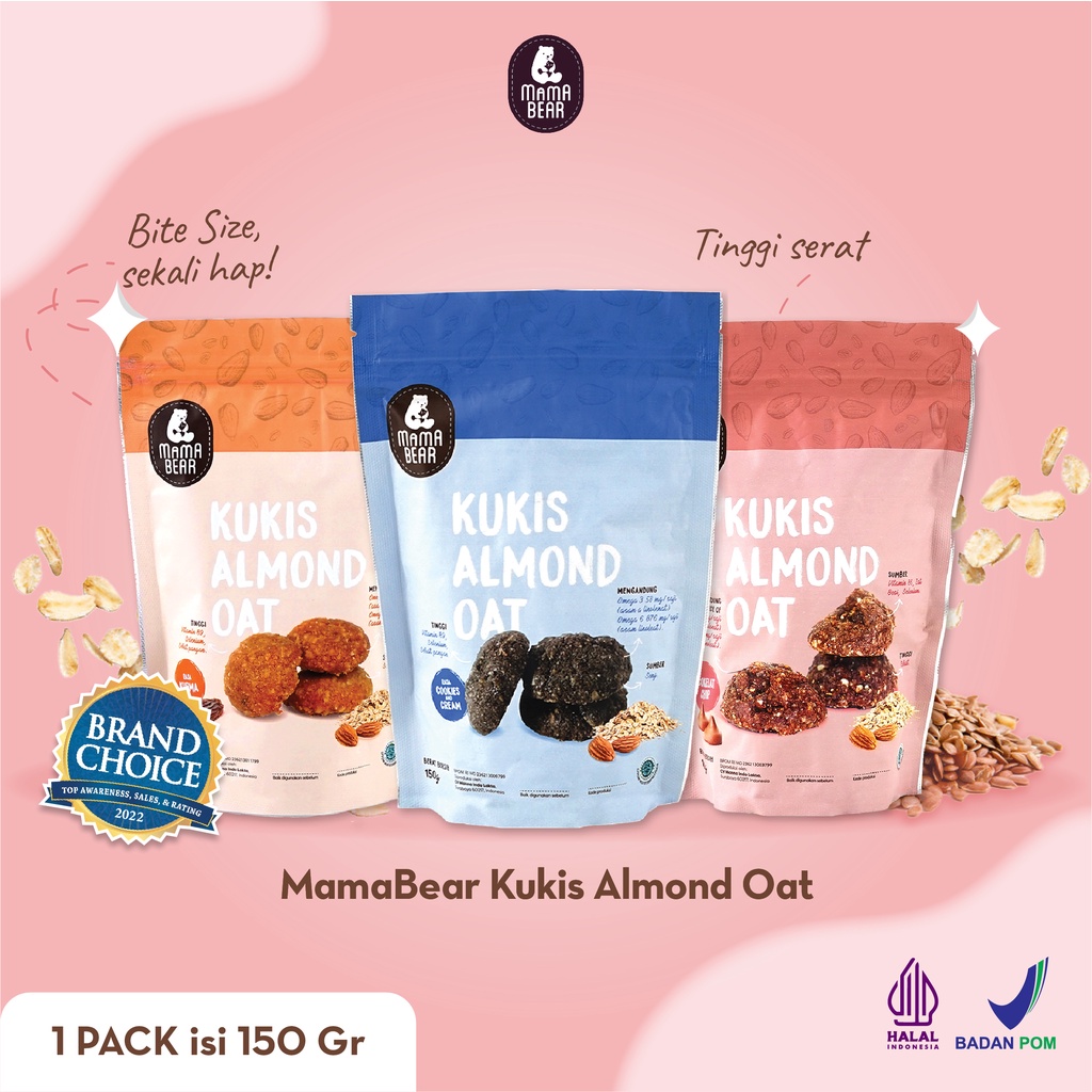 MAMABEAR Kukis Almond Oat Pelancar ASI | Mama Bear Kukis Cookies ASI Booster