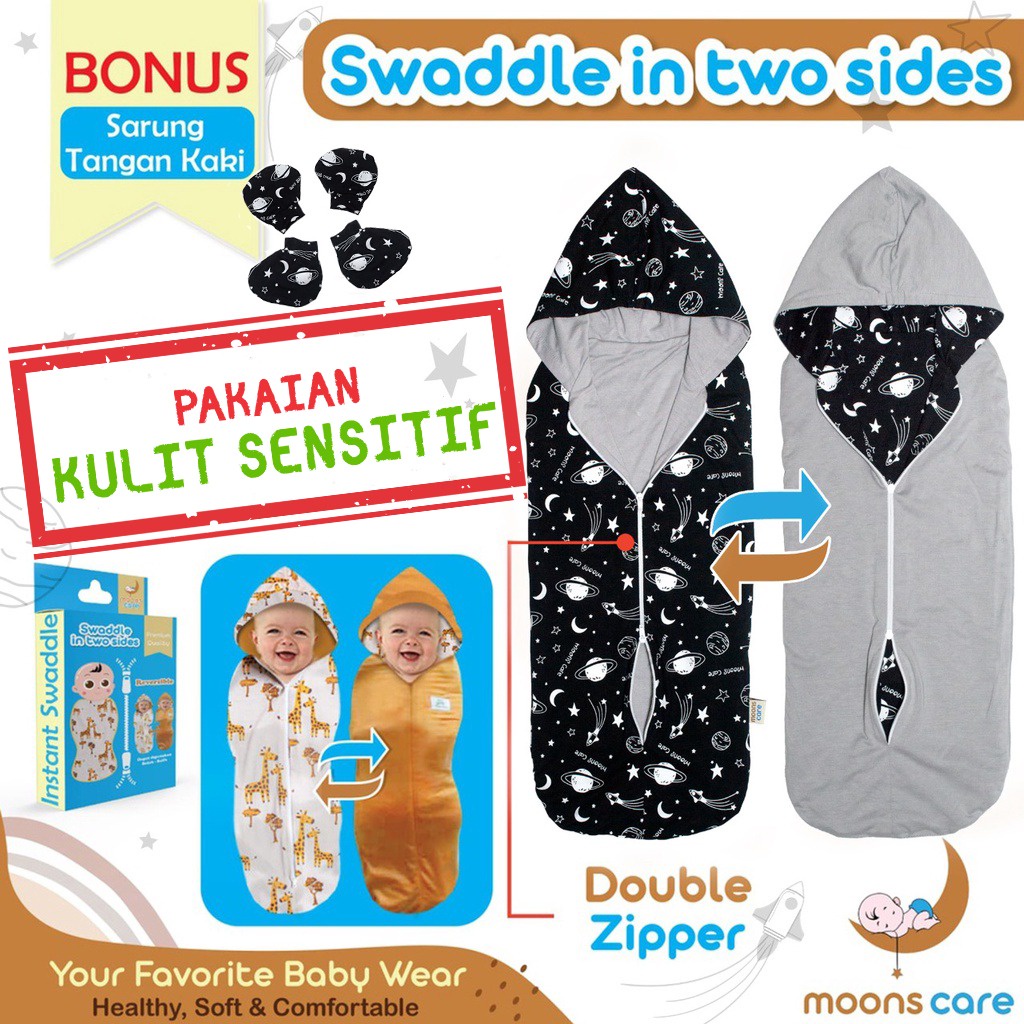 SNI DITA MOONSCARE Bedong Bolak Balik Dita (2 sides) motif Bedong Instan Bedong Swaddle in 2 Sides bedung instant