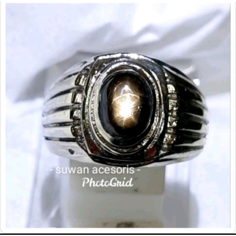 Natural batu permata black safir ster a45