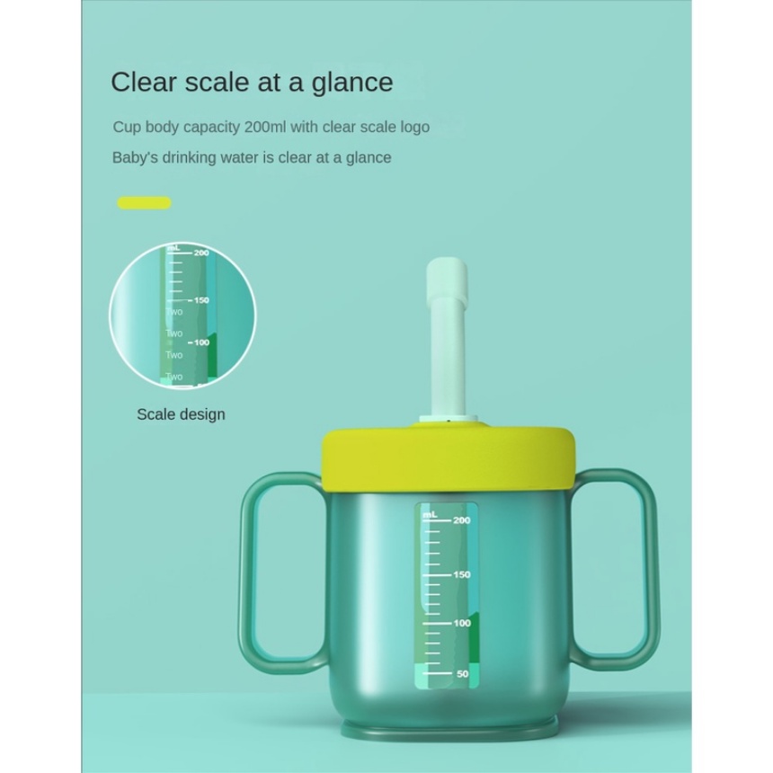 2023 3 in 1 Botol Minum Sippy Cup 300ml Dengan Sedotan + Sendok 15 Untuk Bayi / Anak°Cangkir Pelatihan Untuk Anak-Anak