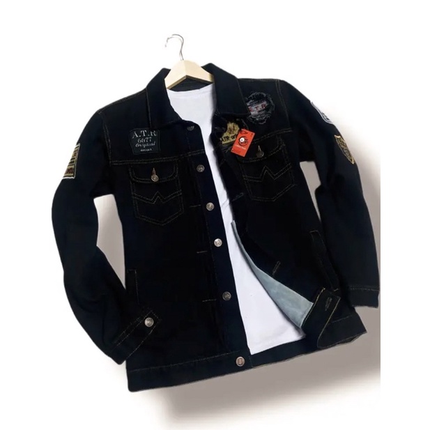 JAKET JEANS HITAM TEMPEL BORDIR