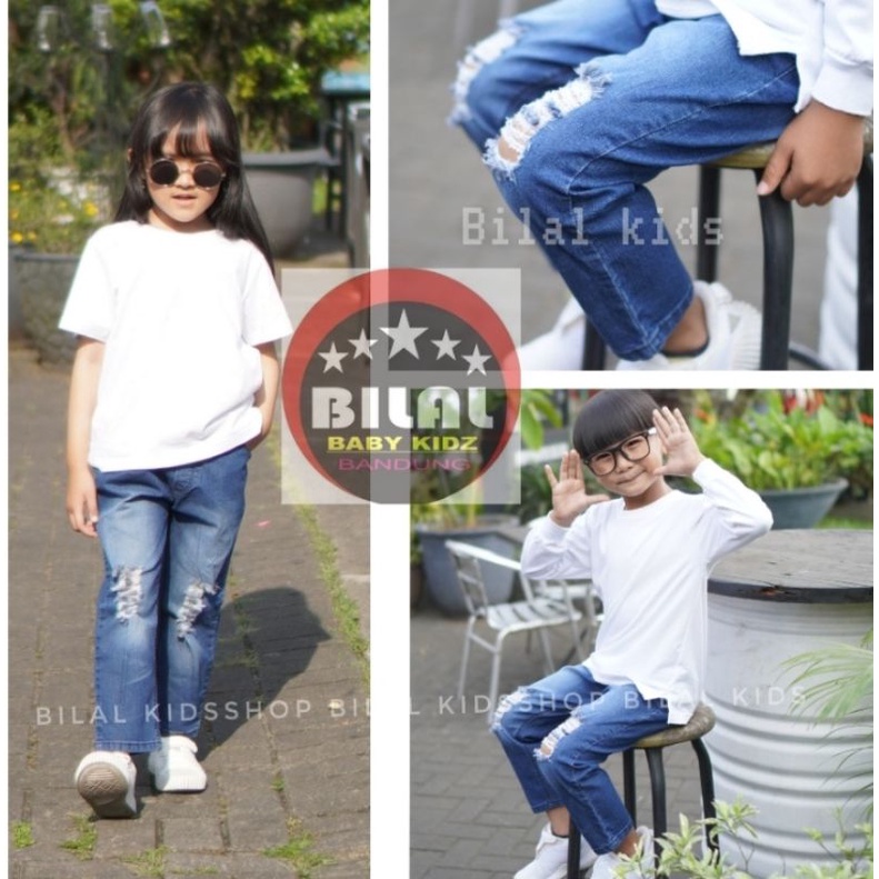 CELANA JEANS PANJANG  SOBEK ANAK UNISEX LAKI PEREMPUAN