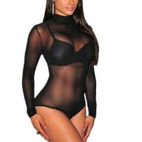 Leotard kerah tinggi dan lengan panjang - Putih