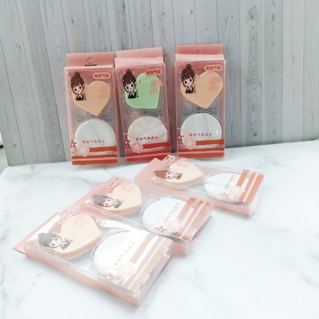 Sponge Bedak Isi 2 Pcs Powder Puff Spons Foundation Spon Makeup Puff Wajah Kemasan Plastik Import F882